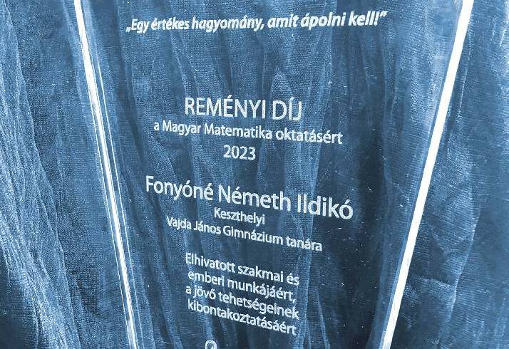 Fonyóné Németh Ildikó tanárnő Reményi-díjban részesült