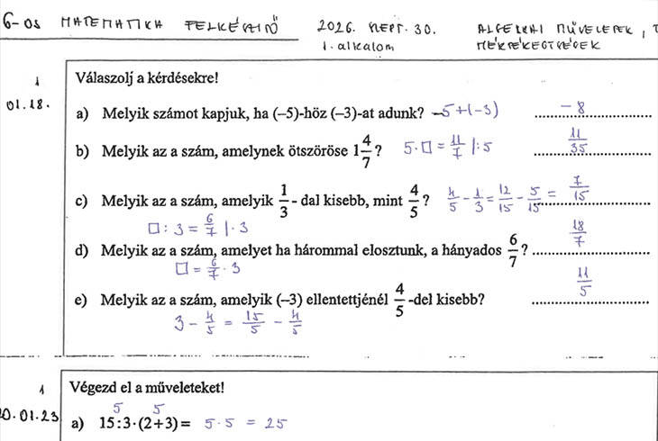 6. oszt�lyos felv�teli matematika szakk�r - megold�kulcsok (2026/2027)