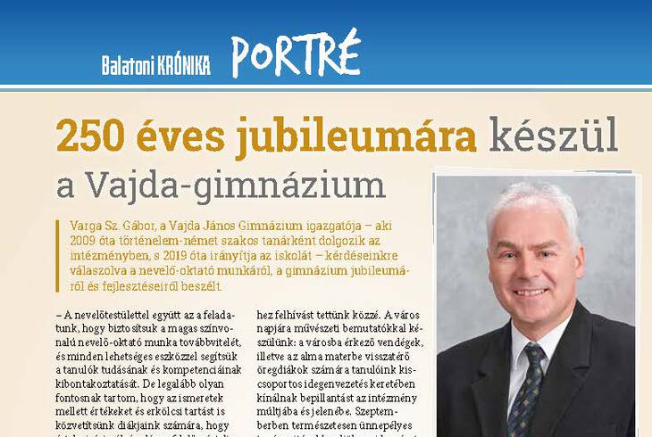 Balatoni Krónika (2022.02.11.) - 250 éves jubileumára készül a Vajda-gimnázium